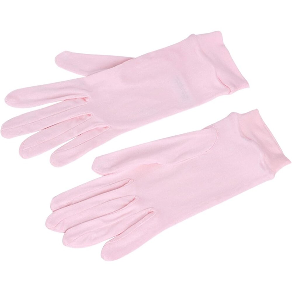 Women's Light Pink Pure Silk Sunscreen UV Protection Silk Elastic Index Gloves